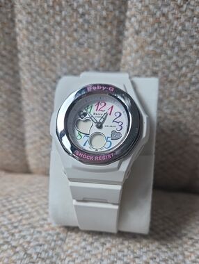 Casio Baby-G White Resin Watch with Multicolor Numeral Dial - Rare
